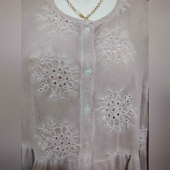 Indigo Thread Co.Elegant Sheer Blouse - Pink Mauve In Brand New Condition - Picture 4 of 6